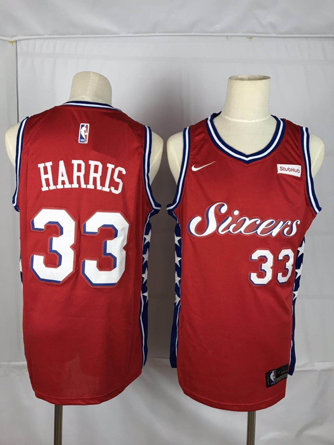 Men New NBA Philadelphia 76ers 33 Harris red Nike Jerseys